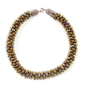 Brown Beaded Kumihimo Bracelet-riverside beads