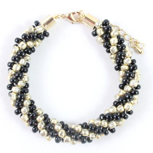 Black Gold Beaded Kumihimo-riverside beads