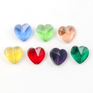 Glass Faceted Heart Beads 10mm