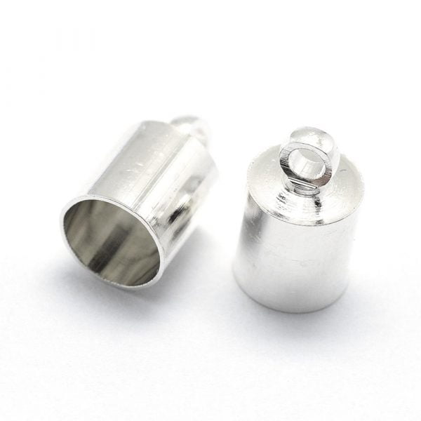 10mm Silver Kumihimo End Caps