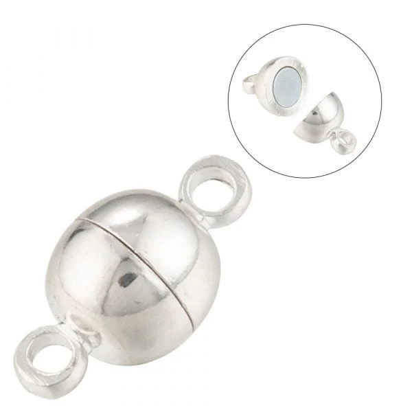 12mm Silver Plated Magnetic Round Clasp