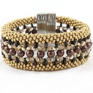 The Bronze Maxine Eight Braid Lentil Cuff -riverside beads