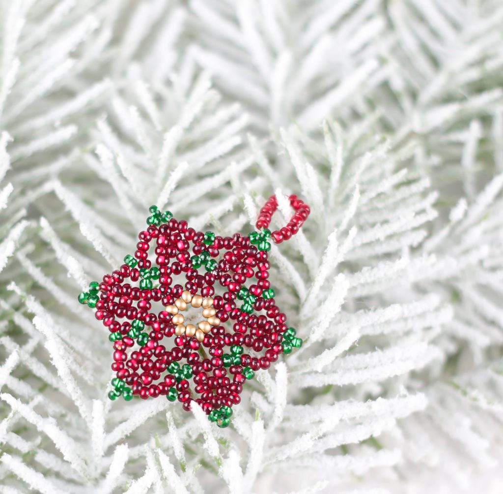 Beaded Poinsettia Ornament Kit - Riverside Beads