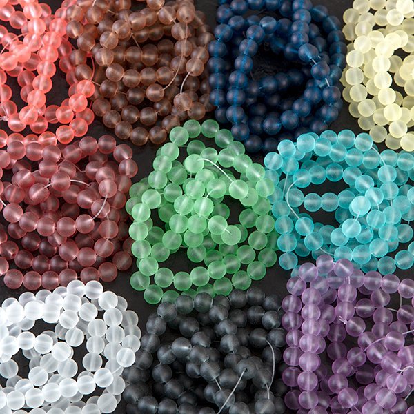 8mm Frosted Glass Beads Collection - Riverside Beads