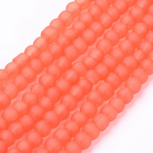 Frosted Glass Bead - Fluorescent Orange