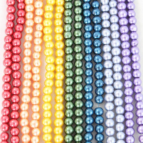4mm Rainbow Glass Pearls - Riverside Beads