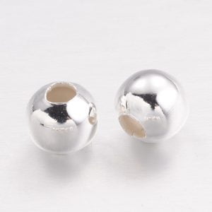 Round Spacer Beads - Silver - 50 - Riverside Beads