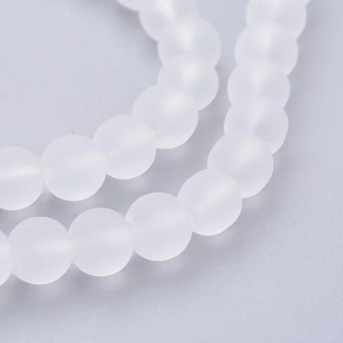Frosted Glass Bead - White