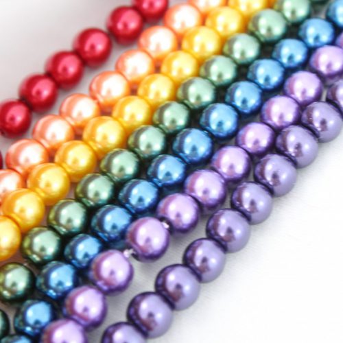 6mm Rainbow Glass Pearls - Riverside Beads