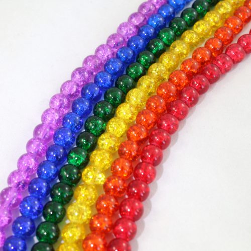 8mm Rainbow Crackled Beads - Riverside Beads