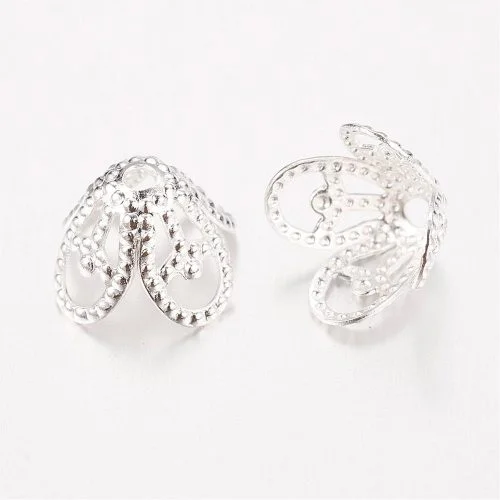 8mm Dainty Filigree Bead Caps – Silver Plated