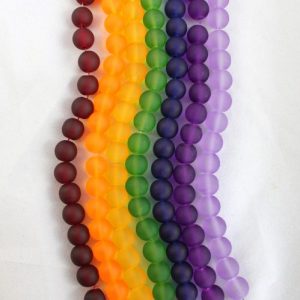 8mm Frosted Glass Bead Rainbow - Riverside Beads