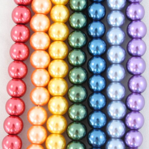 8mm Rainbow Glass Pearls - Riverside Beads