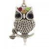 Three Colour Diamante Owl Charm - Riverside Beads
