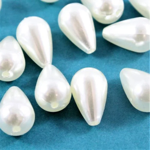Acrylic Drop Bead - Cream - 16x10mm