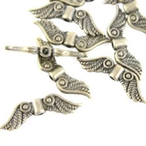 Angel Feather Wing Charms – Antique Brass - Riverside Beads