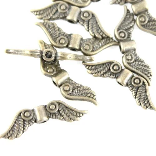 Angel Feather Wing Charms – Antique Brass - Riverside Beads