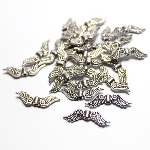 Angel Feather Wing Charms – Antique Silver - Riverside Beads