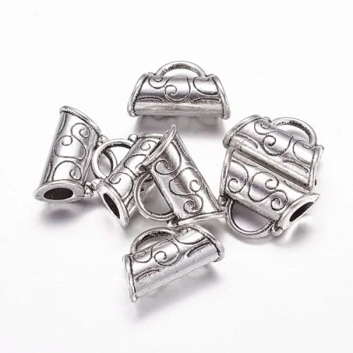 14x20mm Silver Plated Tube Bail - Charm Dropper