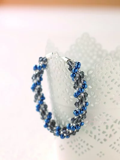 Pearl and Bicone Kumihimo Bracelet. - Riverside Beads