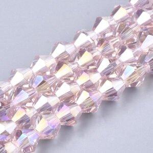 Crystal Bicone Bead - Pale Pink AB - Riverside Beads