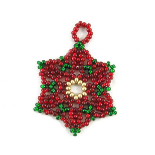 Beaded Poinsettia Ornaments-Riverside Beads