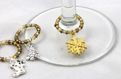 Christmas Wine Glass Charms-riverside beads