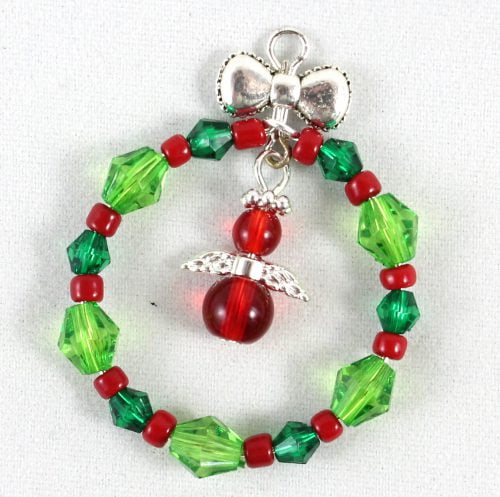Red Beaded Wreath Angel-riverside beads