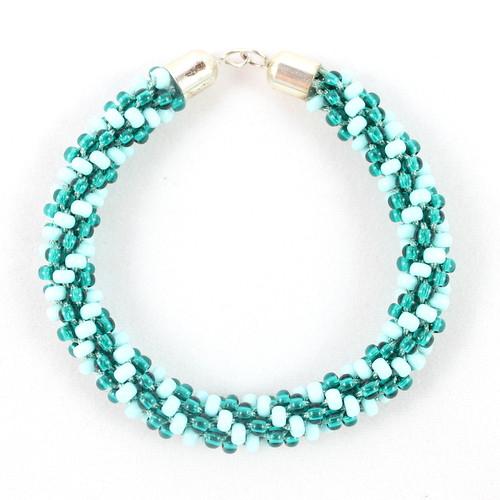 Teal Beaded Kumihimo Bracelet-riverside beads