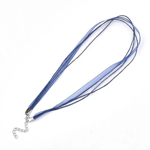 Ribbon Cord Necklace Blue - Riverside Beads