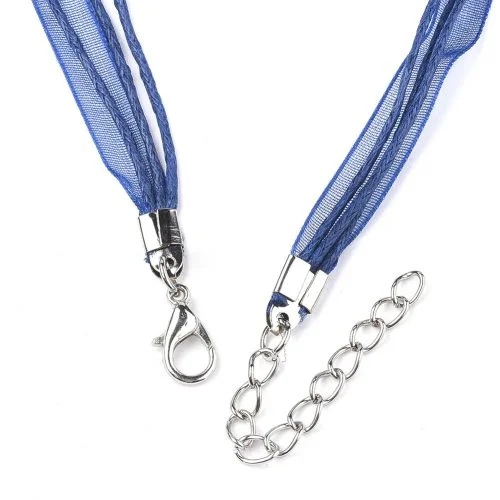 Ribbon Cord Necklace Blue - Image 2