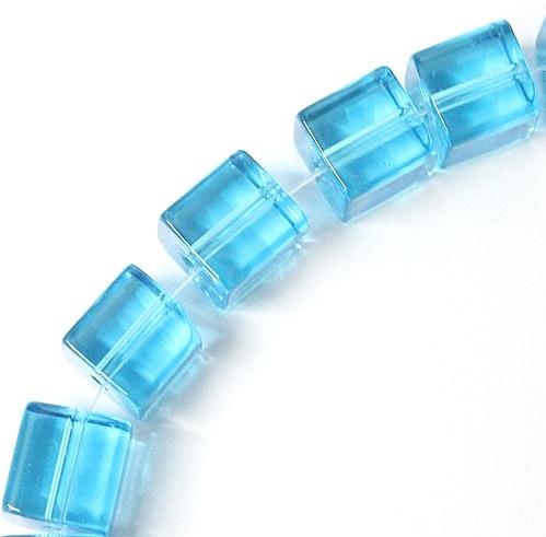 6mm Blue Glass Cubes - Riverside Beads