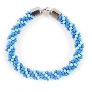 Blue Beaded Kumihimo Bracelet-riverside beads