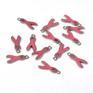 Enamel Breast Cancer Awareness Ribbon Charms