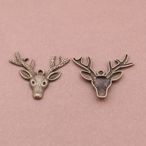 Reindeer Head Charms - Bronze - Charms - Riverside Beads