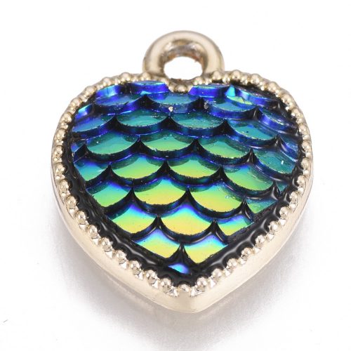 Heart with Mermaid Fish Scale Charms - Riverside Beads