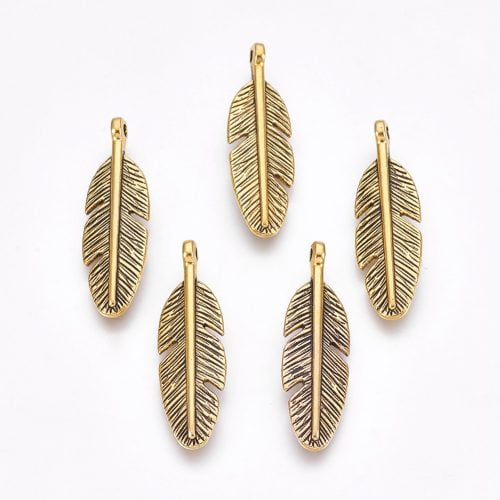 Feather Charms Gold - Riverside Beads
