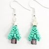 Green Beaded Christmas Tree Earrings - Riverside Beads
