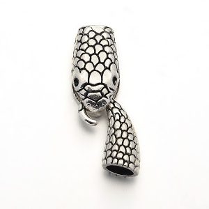 Kumihimo Snake Head and Tail Clasp - Silver - Riverside Beads