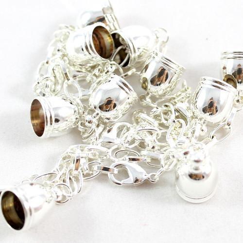 8mm Kumihimo Medium Bell Closer with Extension - Silver - Riverside Beads