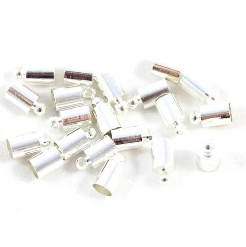 2mm Silver Kumihimo End Caps - Riverside Beads