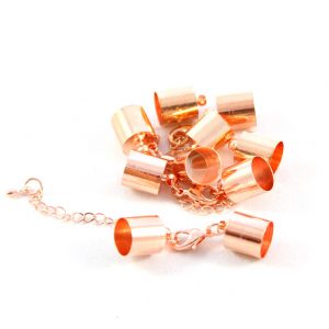 8mm Rose Gold Kumihimo Bell Closer with Extension - Riverside Beads