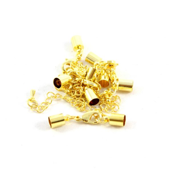 8mm Gold Kumihimo Bell Closer with Extension - Riverside Beads