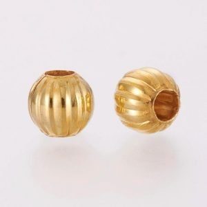 Corrugated round Spacer Beads – Gold - Riverside Beads