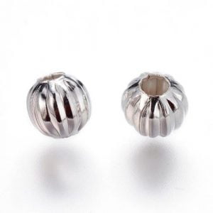 Corrugated Round Spacer Beads – Silver - Riverside Beads
