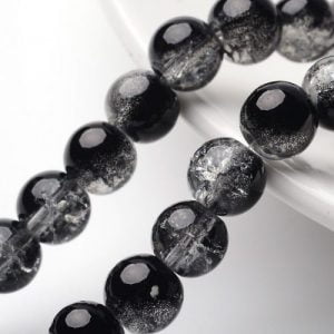 Crackled Glass Beads - Multi - Black and White - Riverside Beads