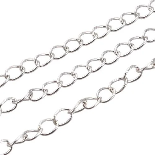 3x6mm Oval Link Silver Plated Chain - Riverside Beads