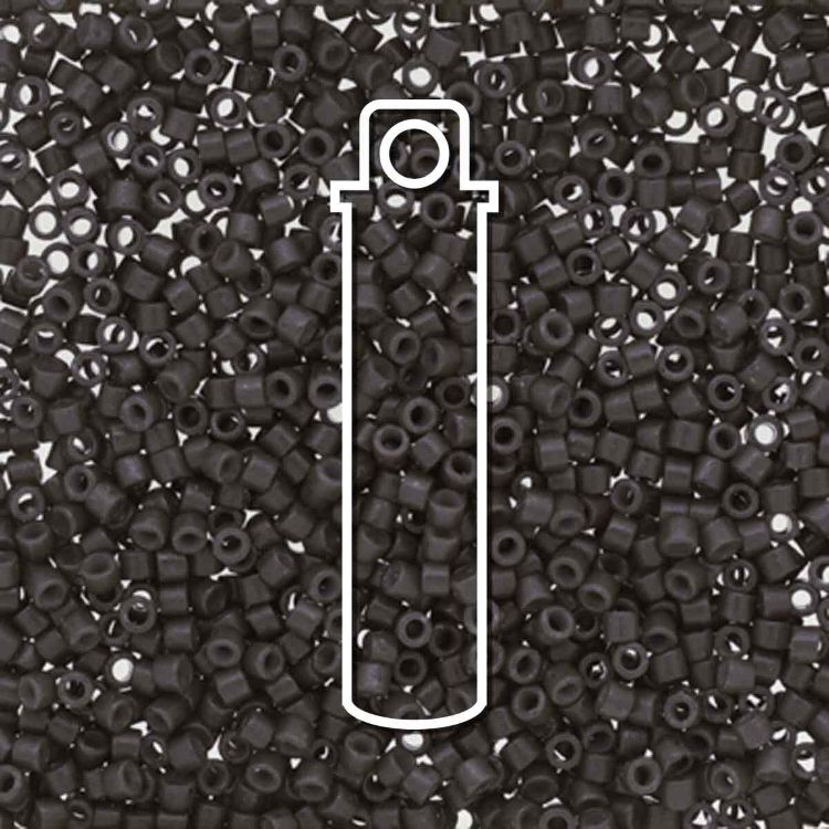 Matte charcoal grey Miyuki Delica Beads, Size 11/0, with durable Duracoat finish – perfect for modern, monochrome jewellery creations.