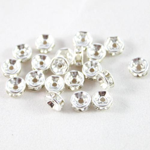 Diamante Rondelle Silver Spacer - Riverside Beads