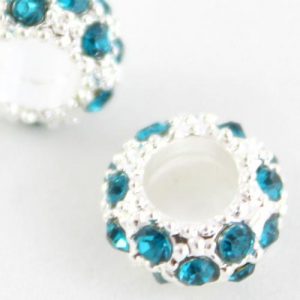 Diamante Large Beads - Teal - Riverside Beads